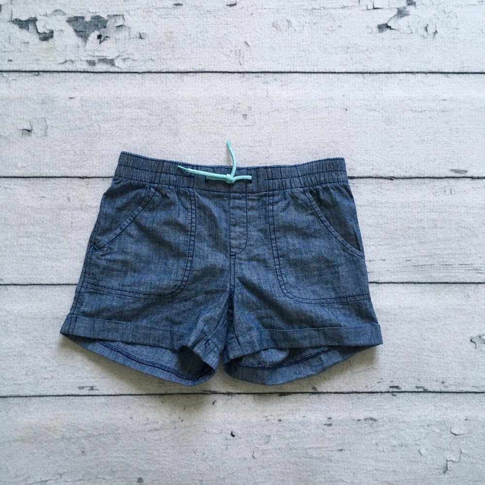 Old Navy NEW no tags shorts blue denim- like fabric with tie in front size 10-12